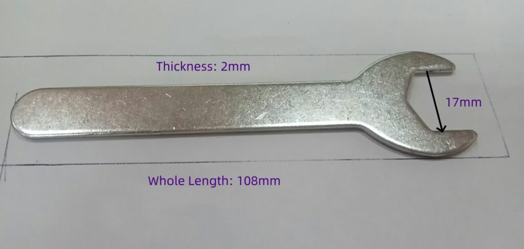 M17 single open end wrench 17mm, fits M10 hex nut bolt, metric thin hardware spanner