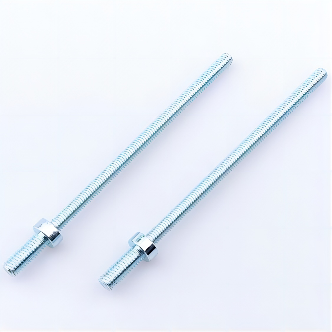 Double End Threaded Rod with Washer Carbon Steel Blue Zinc Plated