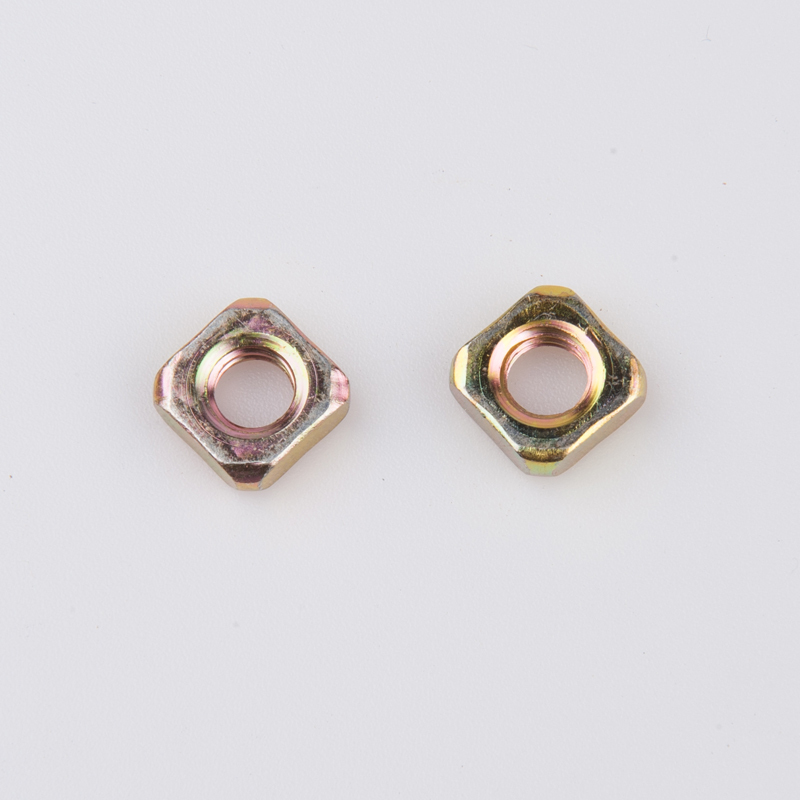 Square Nuts, Yellow Zinc Plated (Color Zinc), Carbon Steel, Fasteners, Top View