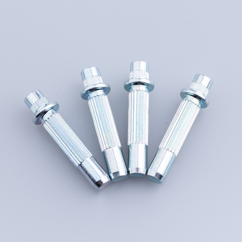 Flanged Knurled Caster Pin, Carbon Steel Blue Zinc Plated, Knurled Caster Axle Pin & Stem Pin for Caster Wheel